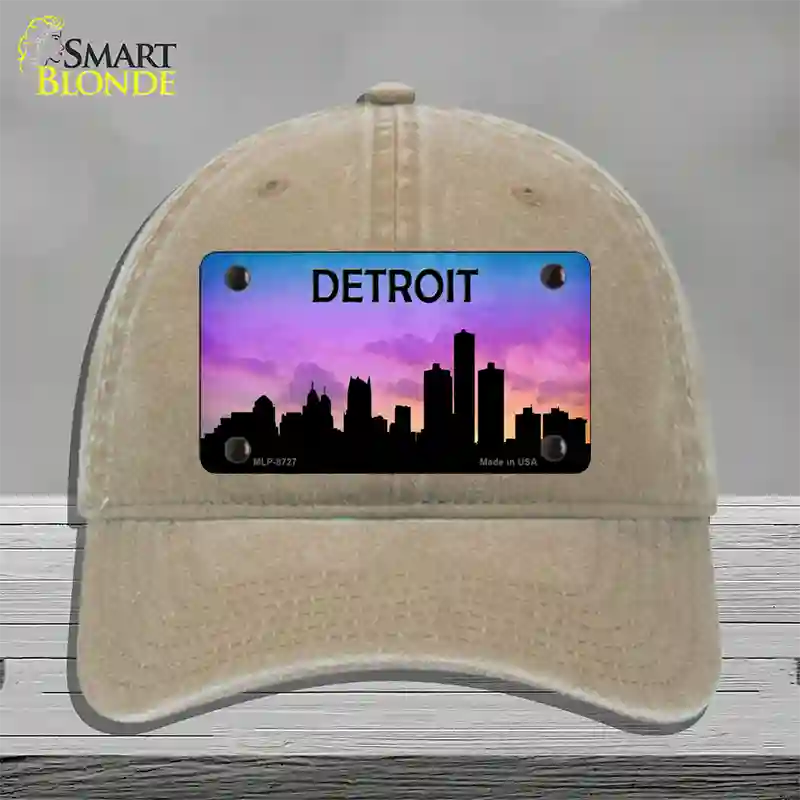 Detroit Silhouette Novelty License Plate Hat Unconstructed Cotton / Khaki