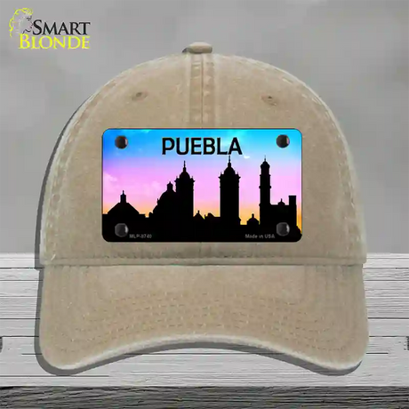 Puebla Silhouette Novelty License Plate Hat Unconstructed Cotton / Khaki