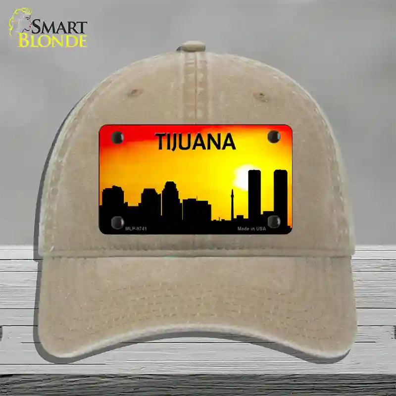 Tijuana Silhouette Novelty License Plate Hat Unconstructed Cotton / Khaki