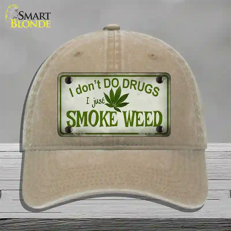 I Dont Do Drugs Novelty License Plate Hat Unconstructed Cotton / Khaki