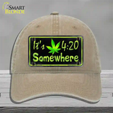 Its 4:20 Novelty License Plate Hat Unconstructed Cotton / Khaki