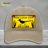 Roadrunner Yellow Arizona Grand Canyon State Novelty License Plate Hat Unconstructed Cotton / Khaki