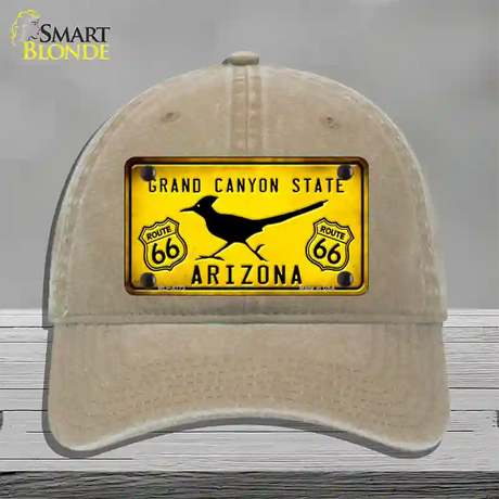 Arizona Grand Canyon With Route 66 Novelty License Plate Hat Unconstructed Cotton / Khaki