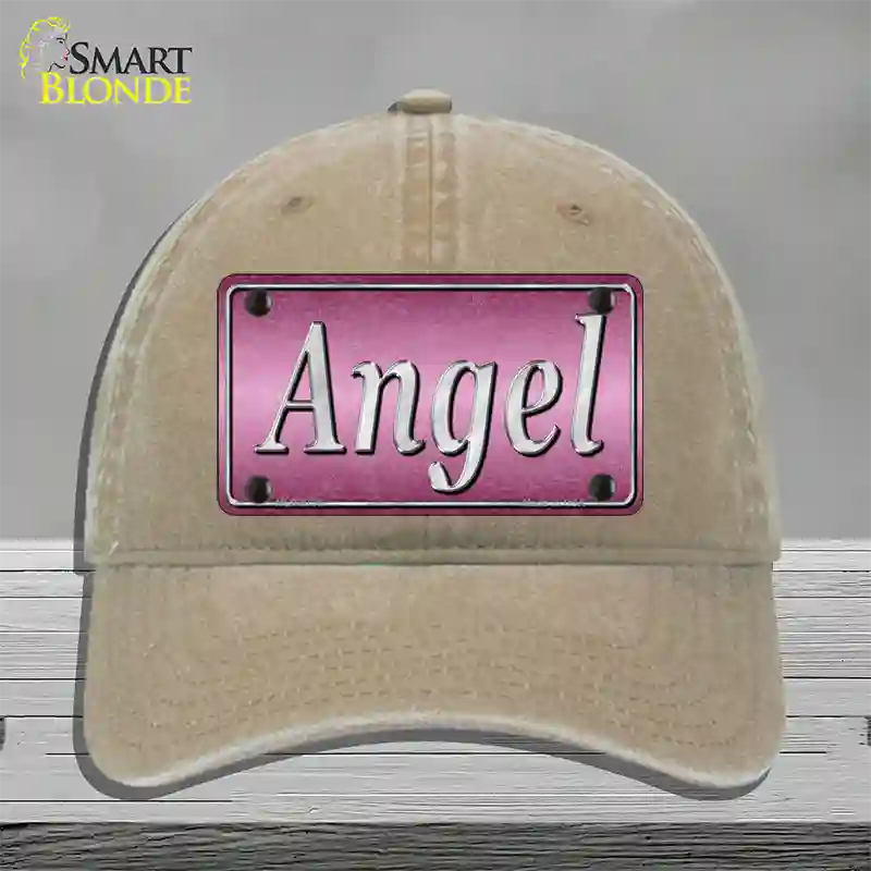 Angel Pink Novelty License Plate Hat Unconstructed Cotton / Khaki