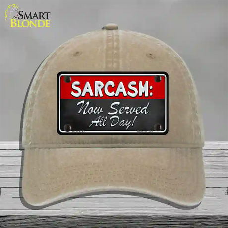 Sarcasm Novelty License Plate Hat Unconstructed Cotton / Khaki