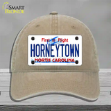 Horneytown North Carolina Novelty License Plate Hat Unconstructed Cotton / Khaki