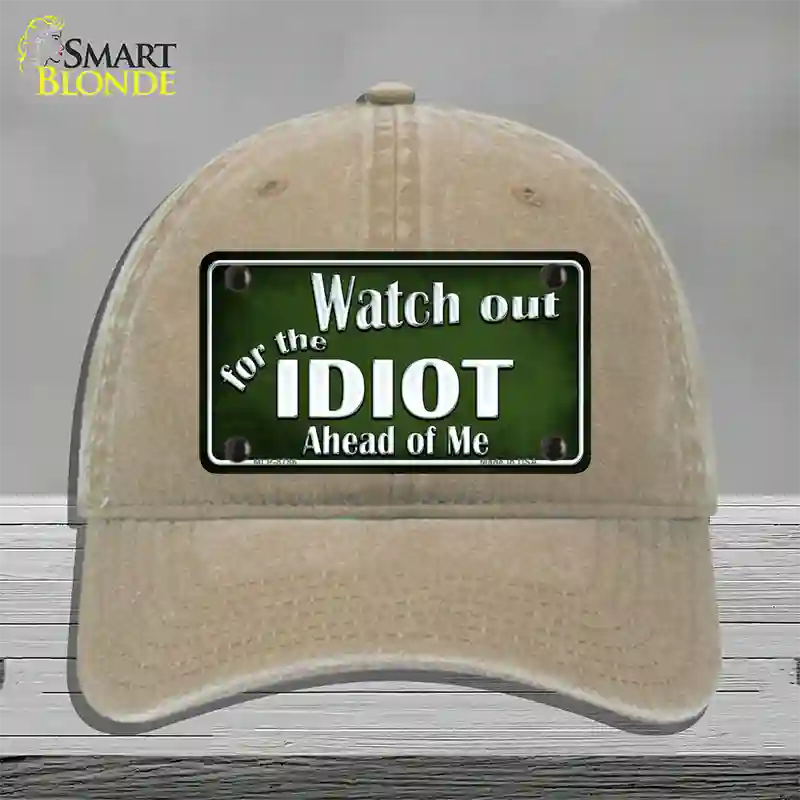 Watch Out Ahead Of Me Novelty License Plate Hat Unconstructed Cotton / Khaki