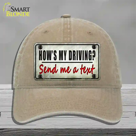 Send Me A Text Novelty License Plate Hat Unconstructed Cotton / Khaki