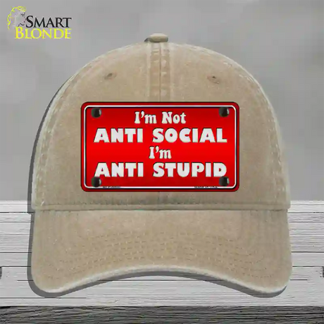 Anti Social Novelty License Plate Hat Unconstructed Cotton / Khaki