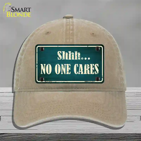 No One Cares Novelty License Plate Hat Unconstructed Cotton / Khaki