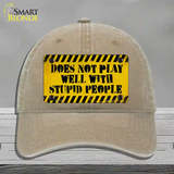 Does Not Play Well Novelty License Plate Hat Unconstructed Cotton / Khaki