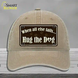 Hug The Dog Novelty License Plate Hat Unconstructed Cotton / Khaki