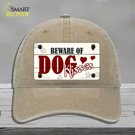 Beware of Dogs Novelty License Plate Hat Unconstructed Cotton / Khaki