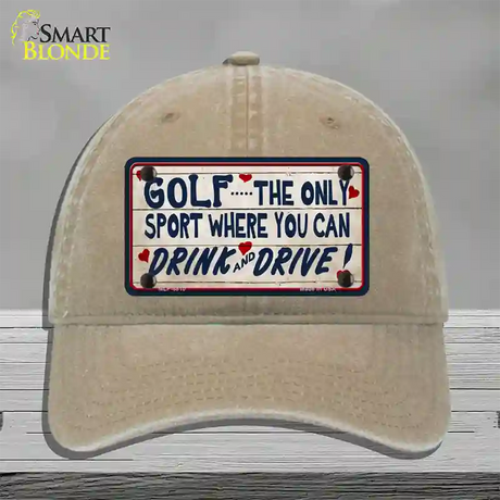 Drink And Drive Novelty License Plate Hat Unconstructed Cotton / Khaki