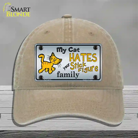 My Cat Hates Novelty License Plate Hat Unconstructed Cotton / Khaki