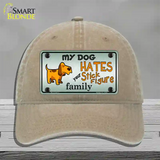 My Dog Hates Novelty License Plate Hat Unconstructed Cotton / Khaki