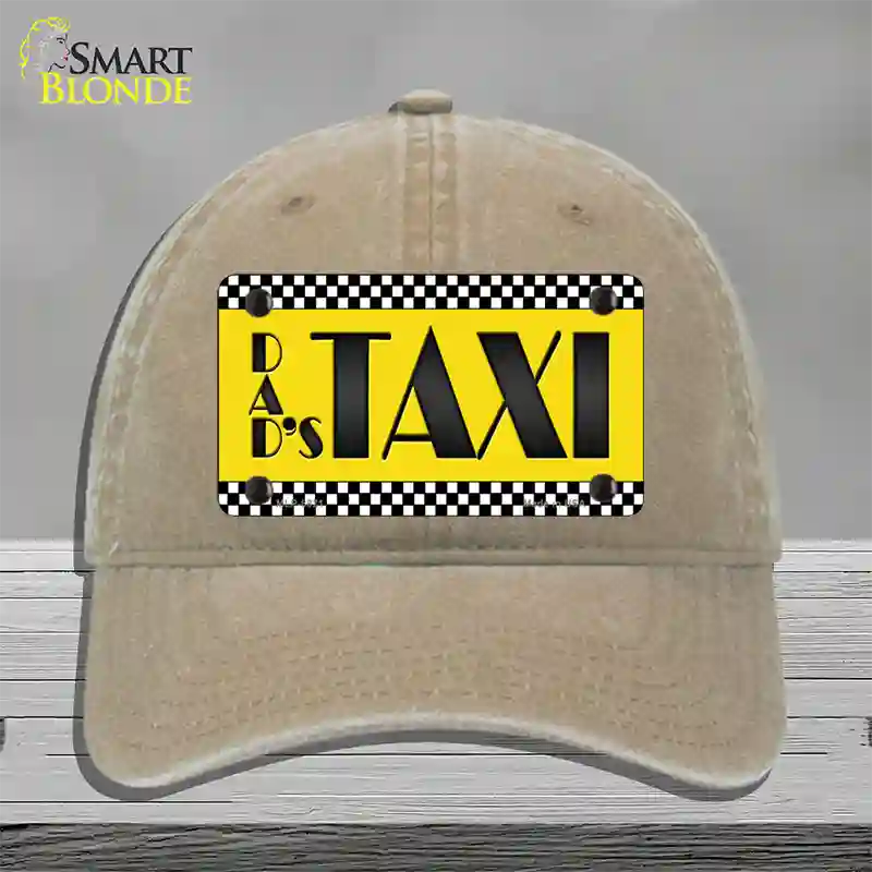 Dads Taxi Novelty License Plate Hat Unconstructed Cotton / Khaki