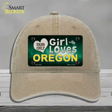 This Girl Loves Oregon Novelty License Plate Hat Unconstructed Cotton / Khaki