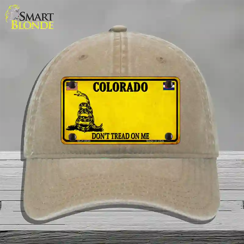 Colorado Dont Tread On Me Novelty License Plate Hat Unconstructed Cotton / Khaki