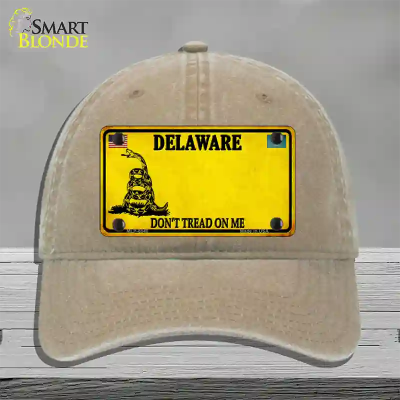 Delaware Dont Tread On Me Novelty License Plate Hat Unconstructed Cotton / Khaki