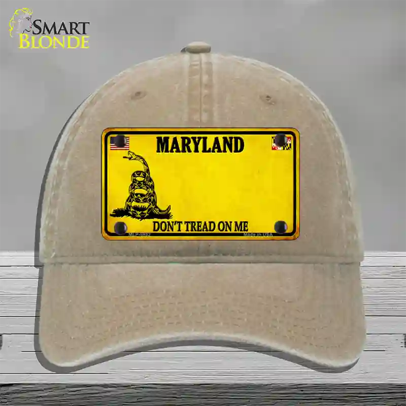 Maryland Dont Tread On Me Novelty License Plate Hat Unconstructed Cotton / Khaki