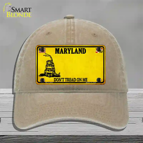 Maryland Dont Tread On Me Novelty License Plate Hat Unconstructed Cotton / Khaki