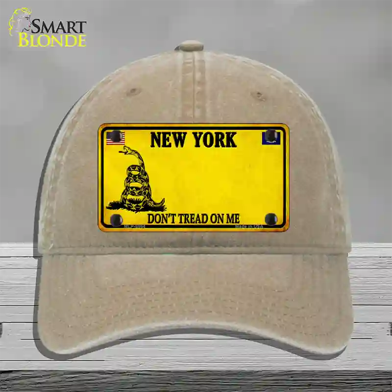 New York Dont Tread On Me Novelty License Plate Hat Unconstructed Cotton / Khaki