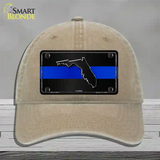 Florida Thin Blue Line Novelty License Plate Hat Unconstructed Cotton / Khaki