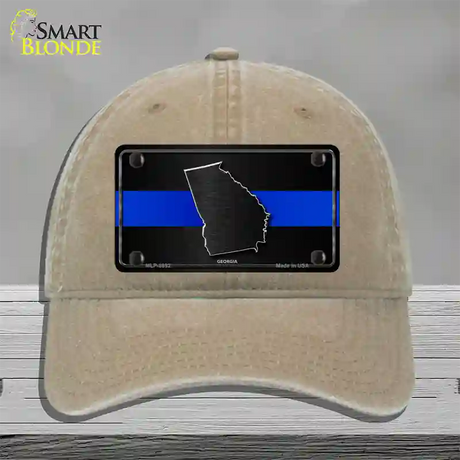 Georgia Thin Blue Line Novelty License Plate Hat Unconstructed Cotton / Khaki