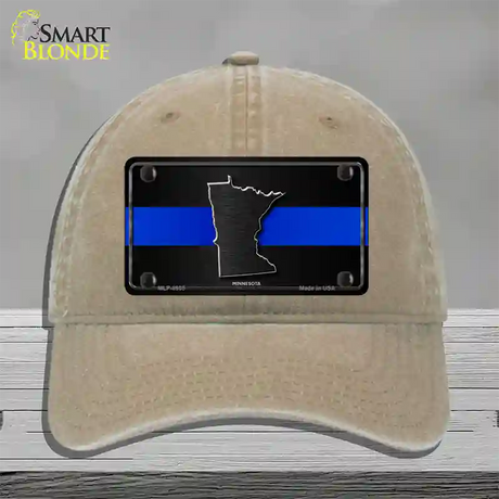 Minnesota Thin Blue Line Novelty License Plate Hat Unconstructed Cotton / Khaki