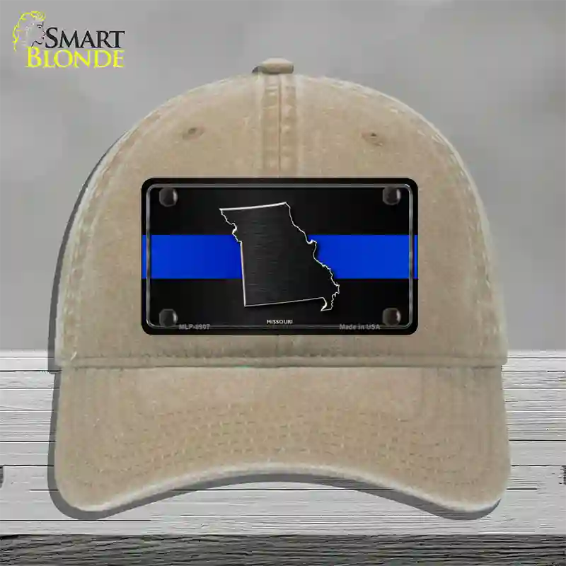 Missouri Thin Blue Line Novelty License Plate Hat Unconstructed Cotton / Khaki