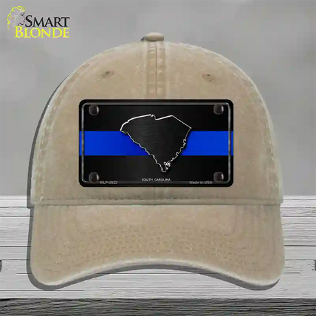 South Carolina Thin Blue Line Novelty License Plate Hat Unconstructed Cotton / Khaki