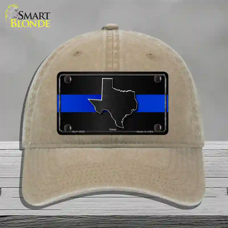 Texas Thin Blue Line Novelty License Plate Hat Unconstructed Cotton / Khaki