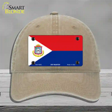 Sint Maarten Novelty License Plate Hat Unconstructed Cotton / Khaki