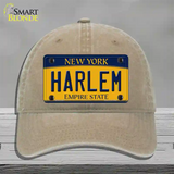 Harlem New York Novelty License Plate Hat Unconstructed Cotton / Khaki