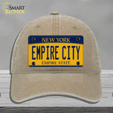 Empire City New York Novelty License Plate Hat Unconstructed Cotton / Khaki