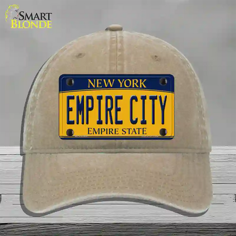 Empire City New York Novelty License Plate Hat Unconstructed Cotton / Khaki