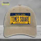 Times Square New York Novelty License Plate Hat Unconstructed Cotton / Khaki