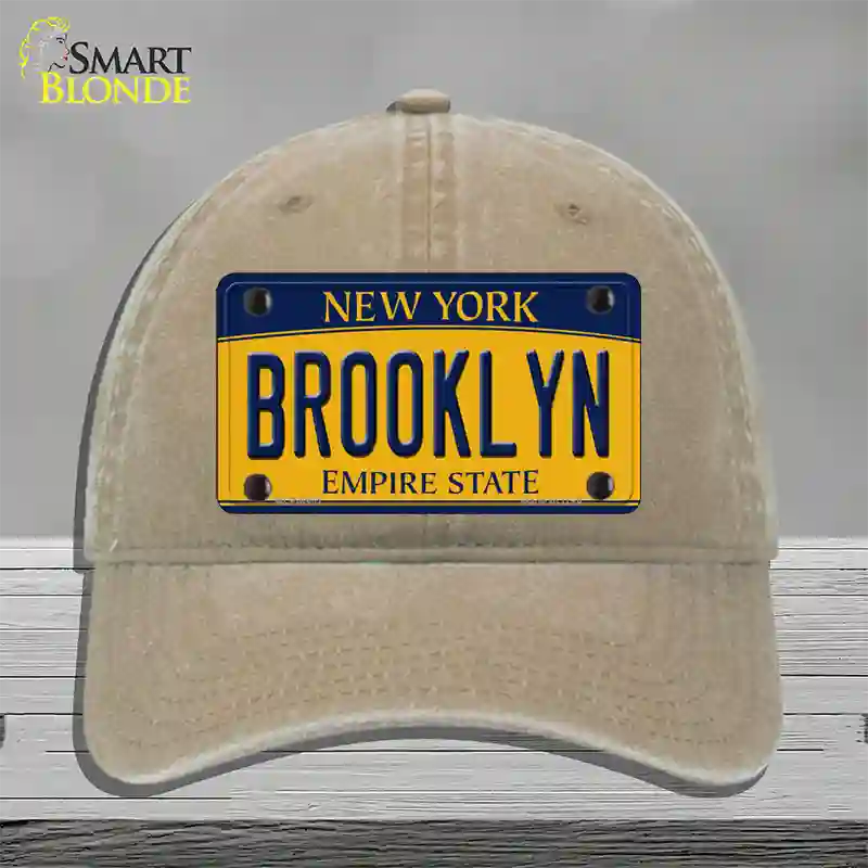 Brooklyn New York Novelty License Plate Hat Unconstructed Cotton / Khaki