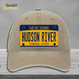 Hudson River New York Novelty License Plate Hat Unconstructed Cotton / Khaki