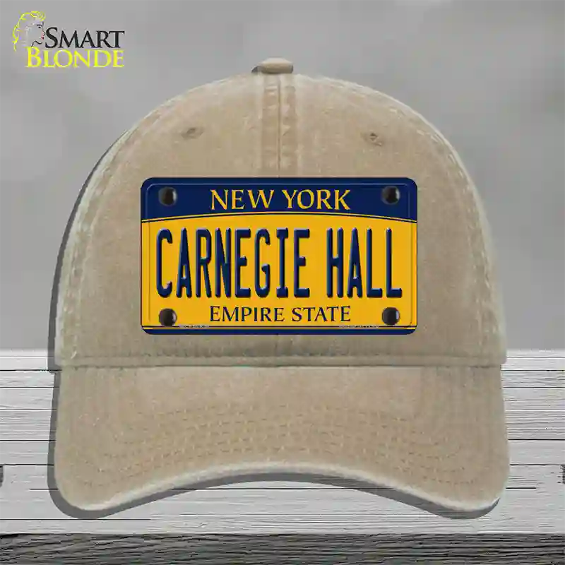 Carnegie Hall New York Novelty License Plate Hat Unconstructed Cotton / Khaki