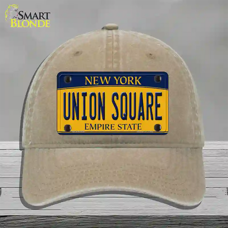 Union Square New York Novelty License Plate Hat Unconstructed Cotton / Khaki