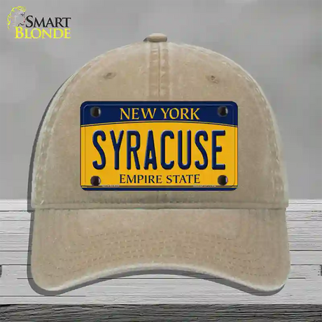 Syracuse New York Novelty License Plate Hat Unconstructed Cotton / Khaki