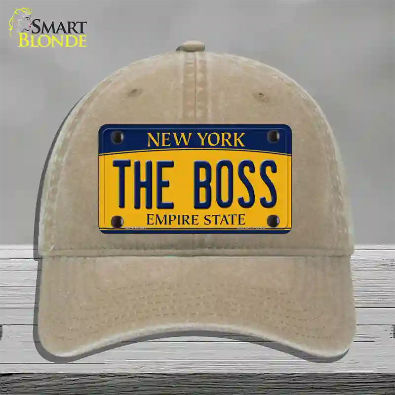 The Boss New York Novelty License Plate Hat Unconstructed Cotton / Khaki