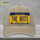 The Boss New York Novelty License Plate Hat Unconstructed Cotton / Khaki