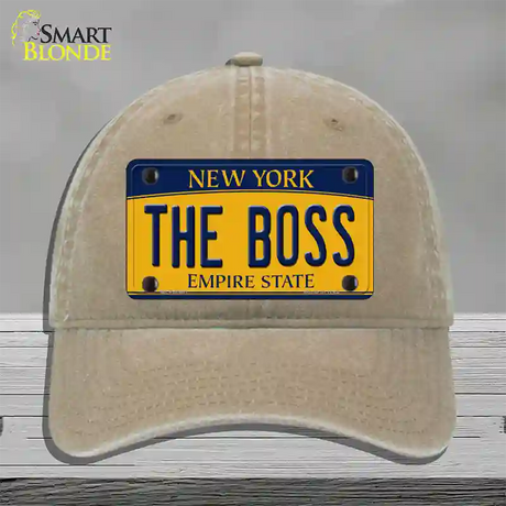 The Boss New York Novelty License Plate Hat Unconstructed Cotton / Khaki