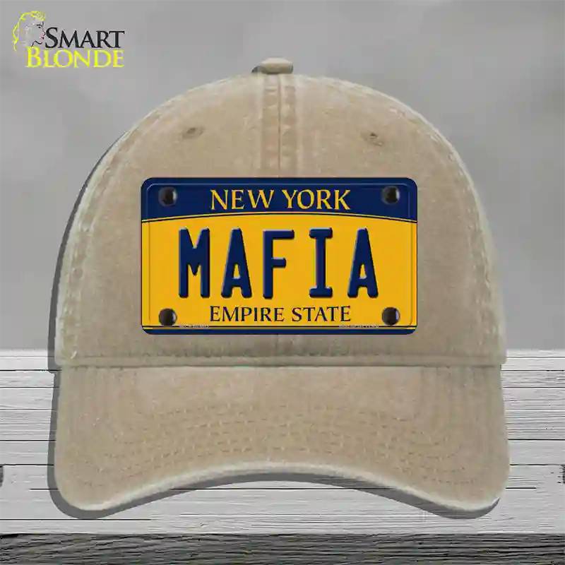 Mafia Yellow New York Novelty License Plate Hat Unconstructed Cotton / Khaki