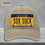 Sox Suck New York Novelty License Plate Hat Unconstructed Cotton / Khaki