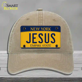 Jesus New York Novelty License Plate Hat Unconstructed Cotton / Khaki