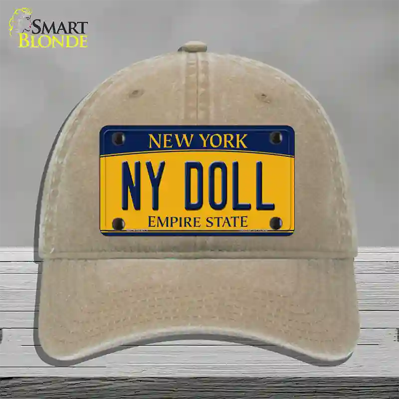 NY Doll New York Novelty License Plate Hat Unconstructed Cotton / Khaki